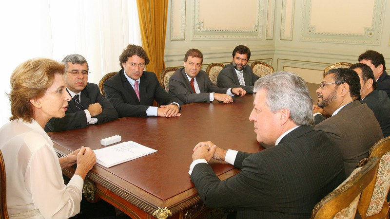 A governadora Yeda Crusius em audiência com o presidente da Brasken, José Carlos Grubisich.