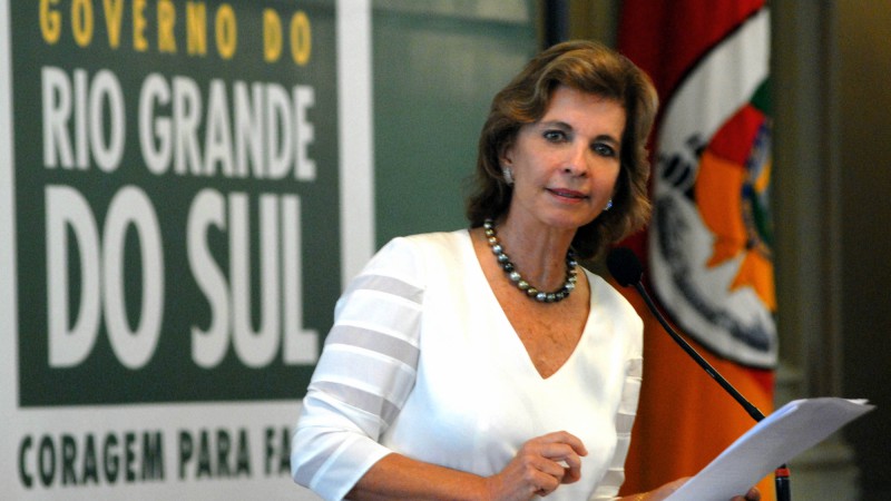 A governadora Yeda Crusius, durante solenidade de apresentação do Balanço das Ações do Governo.