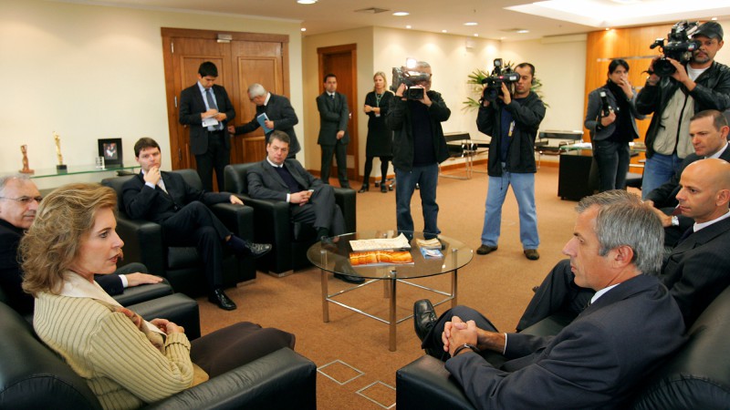 A governadora Yeda Crusius durante visita ao Minist&eacute;rio P&uacute;blico.