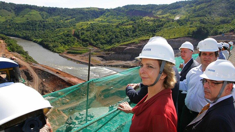 A governadora, Yeda Crusius, durante visita as obras na Usina Hidrelétrica de Monjolinho, entre os municípios de Nonoai e Faxinalzinho.