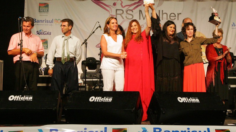 A Coordenadora Estadual da Mulher, Maria Helena Gonzalez, durante abertura do Festival Musical Nativista RS Mulher Em Canto.
