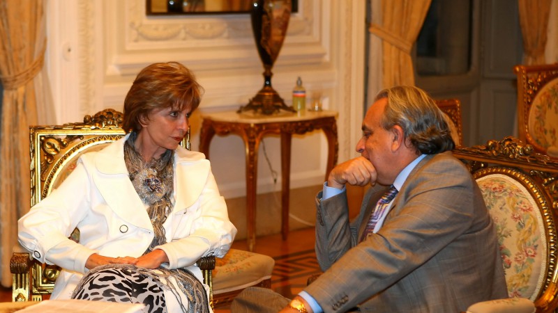 A governadora Yeda Crusius durante visita de cortesia do senador Sérgio Guerra, no Palácio Piratini.