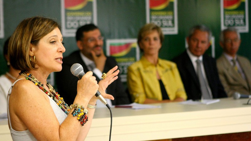 A secretária-Geral de Governo, Ana Pellini, durante a solenidade do anúncio de protocolo de intenções entre Governo do Estado e Prefeitura de Canoas para construção de complexo prisional no sistema de Parceria Público-Privada, no auditório do Centro