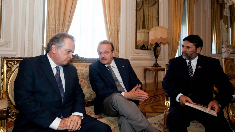 O Governador do Estado Tarso Genro e o Ministro da Agricultura, Wagner Rossi, durante anuncio das medidas voltadas ao setor orizícola. Foto: Caco Argemi / Palácio Piratini