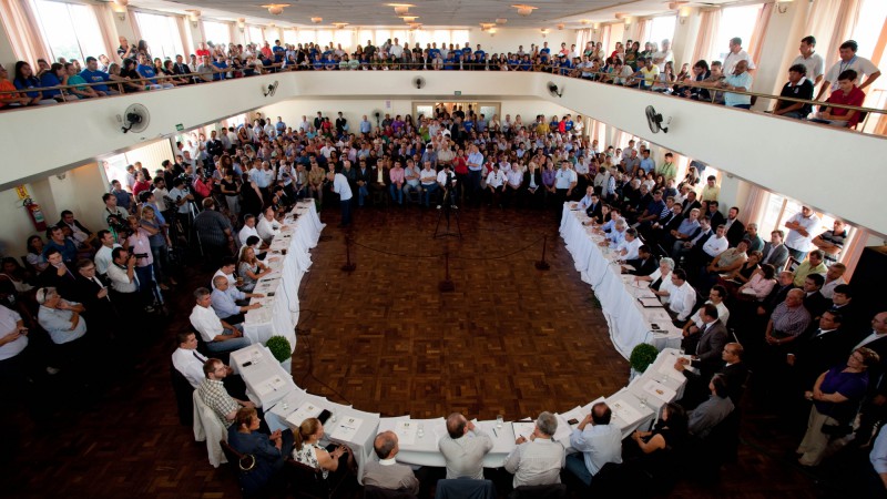 Governador Tarso Genro no ato de abertura da interiorização do Governo no município de São Borja.