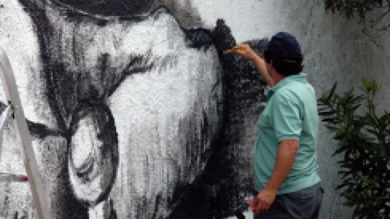 O muro da Mauá, localizado no centro histórico de Porto Alegre, começa a ganhar novo visual. Desde a manhã desta quarta-feira (25), artistas plásticos, cartunistas e coletivos de arte executam projetos de arte no local. O Arte no muro é uma atividade do
