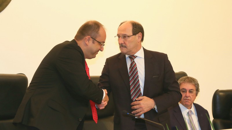 PORTO ALEGRE, RS, BRASIL 11.04.2016: O governador José Ivo Sartori acompanhou, nesta segunda-feira (11), a posse do defensor público-geral do Rio Grande do Sul, Cristiano Vieira Heerdt. Nomeado para o biênio 2016-2018, o novo titular da instituição foi