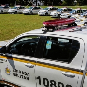 PASSO FUNDO, RS, BRASIL 12.04.2018: O governo do Estado entregou, nesta quinta-feira (12), as novas viaturas da Brigada Militar (BM) destinadas aos municípios da área de abrangência do Comando Regional de Policiamento Ostensivo (CRPO) Planalto. O ato, que