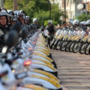 PORTO ALEGRE, RS, BRASIL 14.05.2018: O governo do Estado entregou, nesta segunda-feira (14), 90 motocicletas e 150 armas à Brigada Militar. O ato, que ocorreu na Praça Itália, na capital gaúcha, contou com as presenças do governador José Ivo Sartori e do 