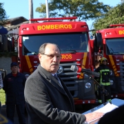 PORTO ALEGRE, RS, BRASIL 07.06.2018: O Corpo de Bombeiros Militar do Rio Grande do Sul (CBMRS) apresentou, nesta quinta-feira (7), os 182 novos soldados da corporação. Na oportunidade, foram entregues três caminhões de bombeiros, três contêineres destinad