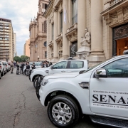 PORTO ALEGRE, RS, BRASIL 21.06.2018: O governo federal repassaou 16 viaturas às forças de Segurança Pública estaduais nesta quinta-feira (21). Os veículos, caminhonetes 4x4, serão destinados à Brigada Militar e ao Corpo de Bombeiros Militar. O ato oficial