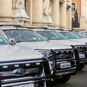 PORTO ALEGRE, RS, BRASIL 21.06.2018: O governo federal repassaou 16 viaturas às forças de Segurança Pública estaduais nesta quinta-feira (21). Os veículos, caminhonetes 4x4, serão destinados à Brigada Militar e ao Corpo de Bombeiros Militar. O ato oficial