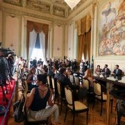 PORTO ALEGRE, RS, BRASIL, 31/01/2019 - O governador Eduardo Leite participou de coletiva de imprensa na manhã dessa quinta-feira (31) para tratar sobre a situação fiscal do Estado e a divulgação do calendário de pagamento dos salários de janeiro.