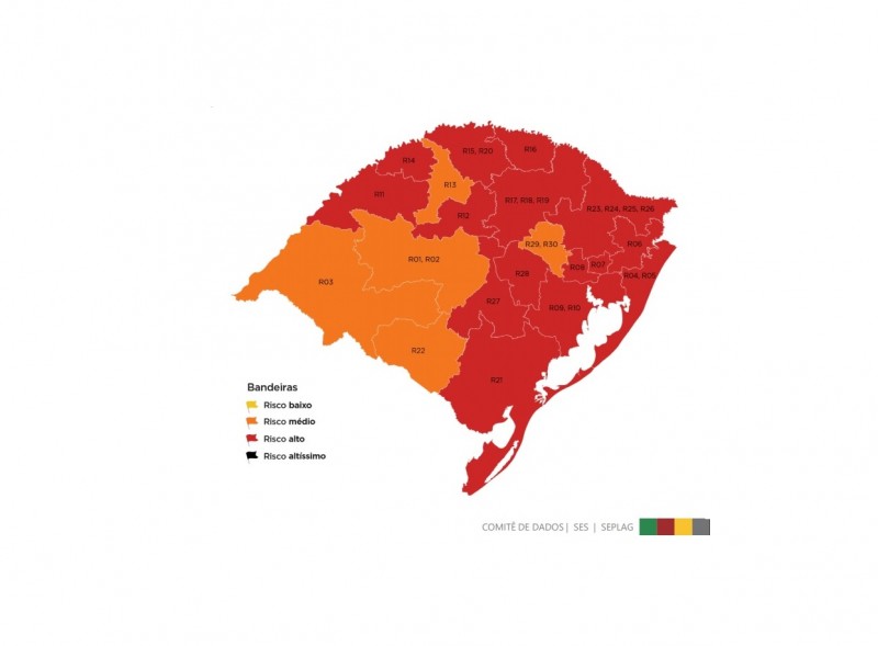 Com Nove Novas Regioes Em Alto Risco Rs Chega A 15 Bandeiras Vermelhas No Mapa Preliminar Da 10ª Rodada Portal Do Estado Do Rio Grande Do Sul