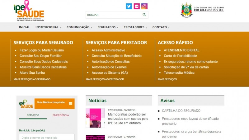 IPE Saúde site card