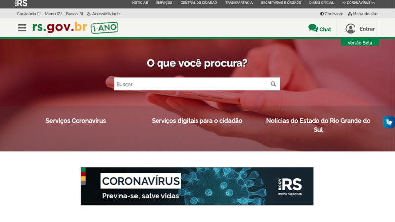 Capa portal de serviços RS