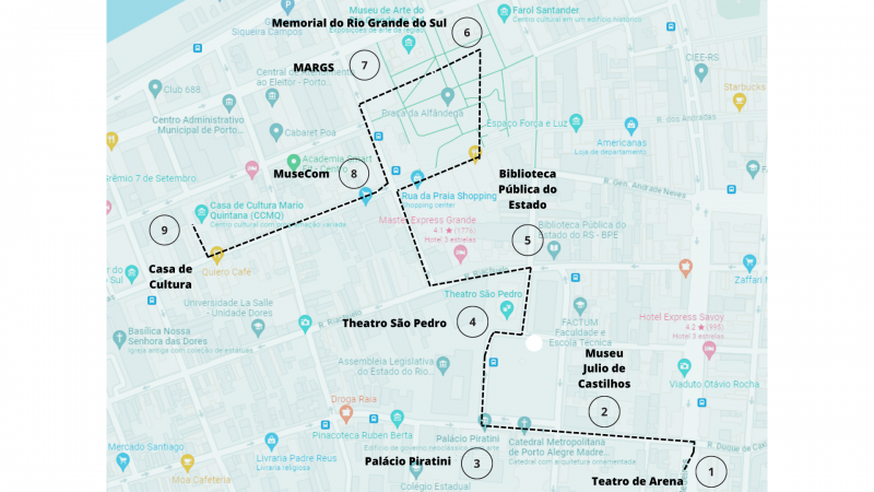 Mapa da caminhada pelo Centro Histórico