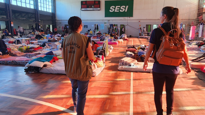 Equipe da SES acompanha situação dos abrigos em Guaíba