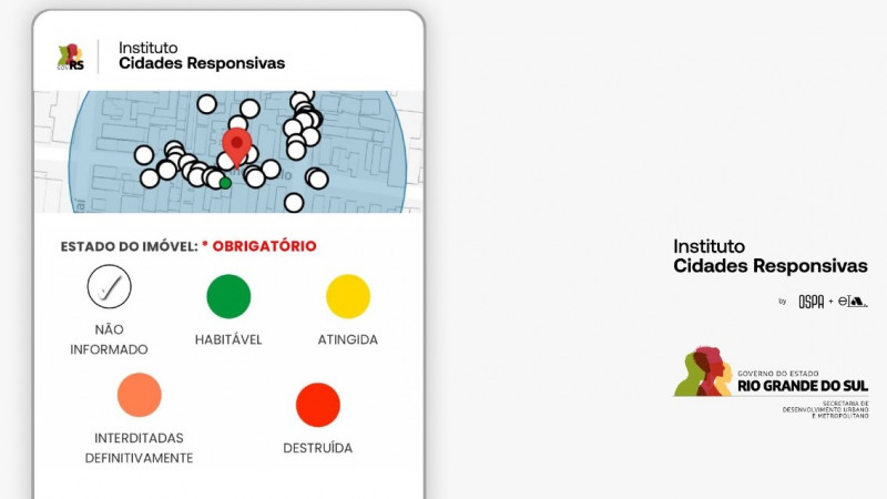 Imagem do aplicativo para registro de danos a imóveis causados pelas enchentes.