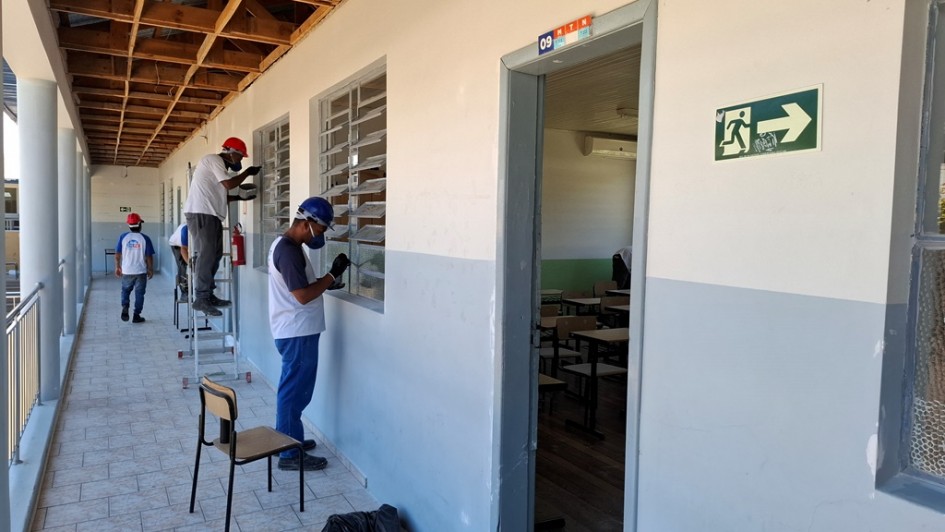 Obras no Colégio Estadual Padre Cobalchini, em Nova Bassano