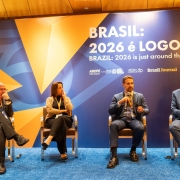 Painel com o governador Eduardo Leite no almoço do Brazil Journal + PlatôBR, em Nova York