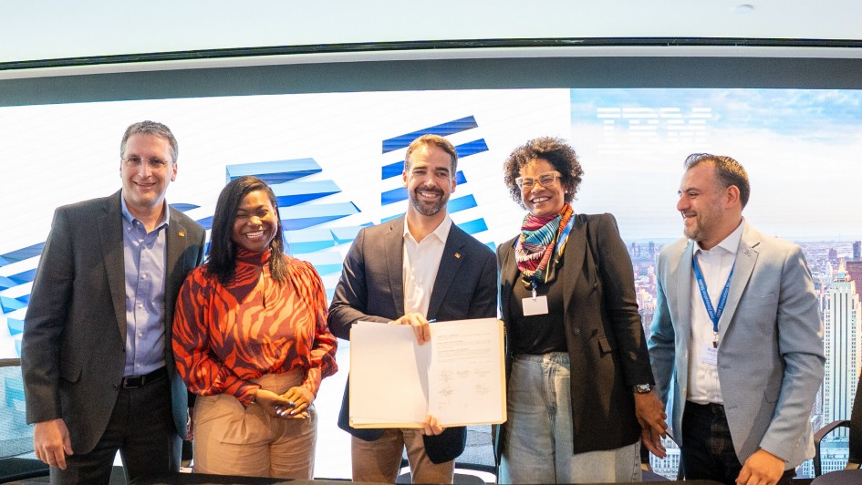 Eduardo Leite em reunião com a IBM em Nova York