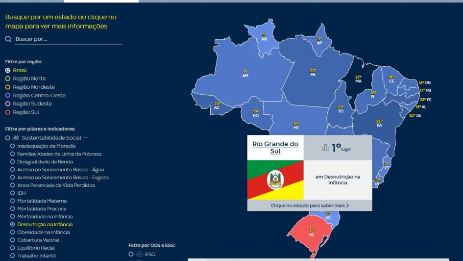 Imagem mostra ranking e informa&ccedil;&atilde;o sobre o mapa do Brasil