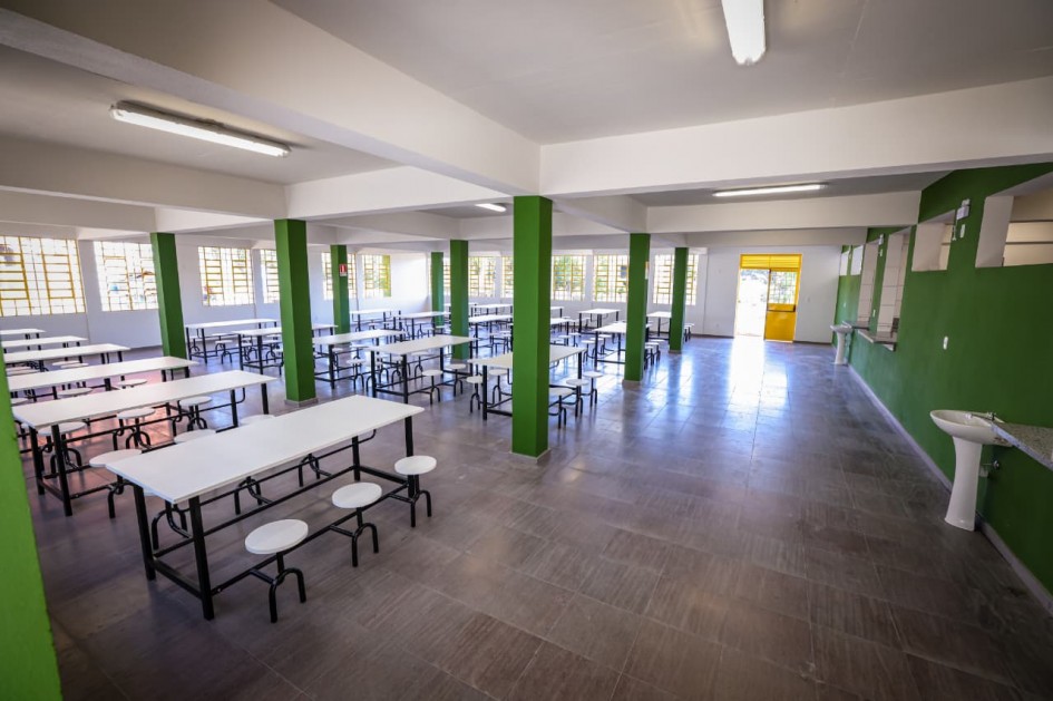 Estrutura da escola agora passa a contar com um novo refeitório, construído na segunda fase das obras -Foto: Mauro Nascimento/Secom