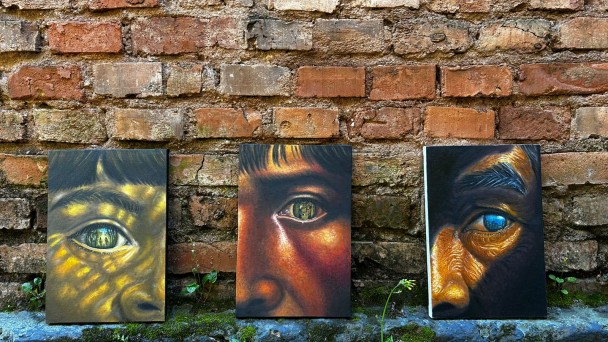 Quadros com figuras guaranis