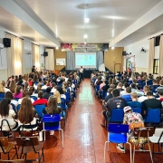 Foto de palestra sobre direitos das mulheres