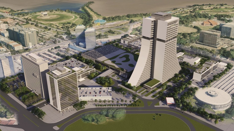 Imagem a&eacute;rea de complexo de pr&eacute;dios do Centro Administrativo Fernando Ferrari