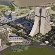 Imagem a&eacute;rea de complexo de pr&eacute;dios do Centro Administrativo Fernando Ferrari