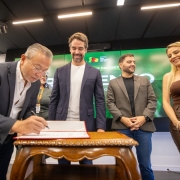 Oficializa&ccedil;&atilde;o dos investimentos por Leite e Gabriel, com secret&aacute;rios da Seguran&ccedil;a e do Planejamento Foto Mauricio Tonett