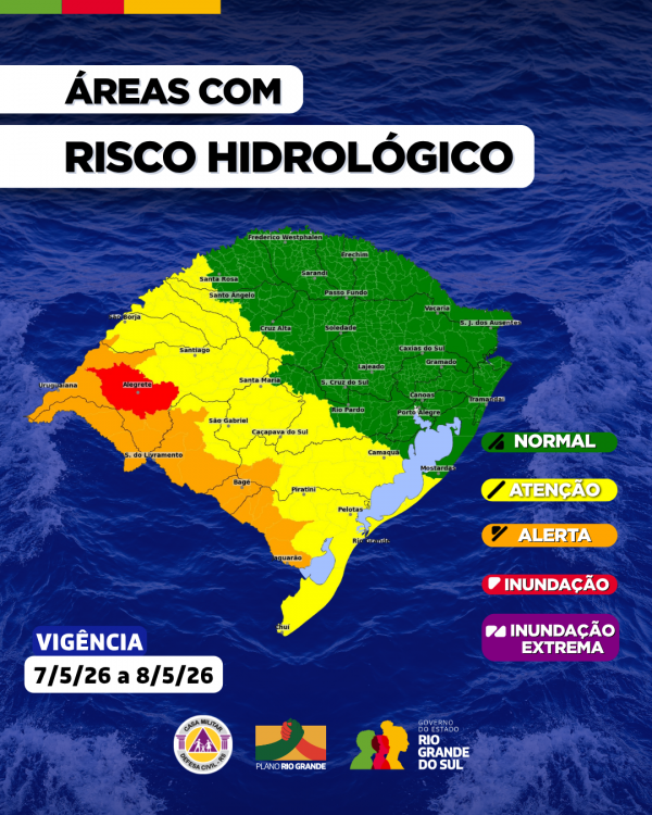 Defesa Civil alerta para rajadas acima de 90 kmh e chuva intensa em diversas regiões