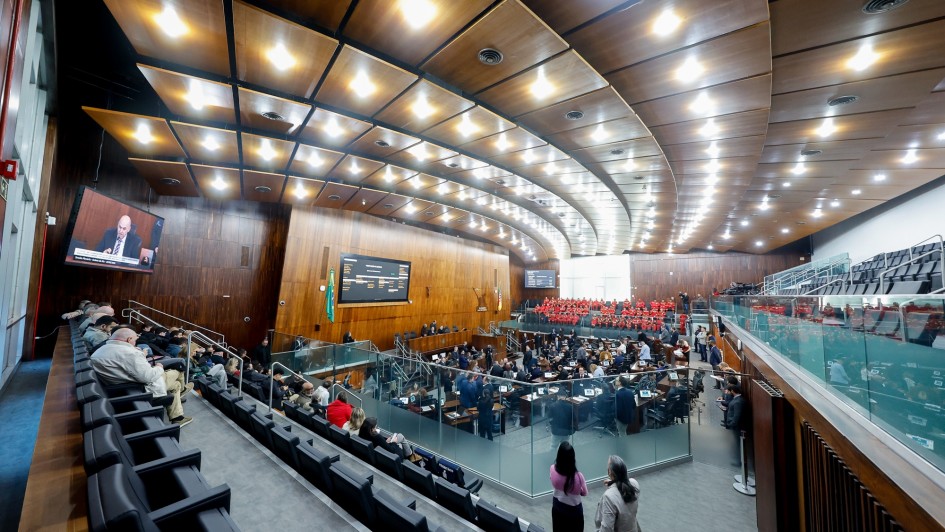 Foto mostra o plen&aacute;rio da Assembleia.